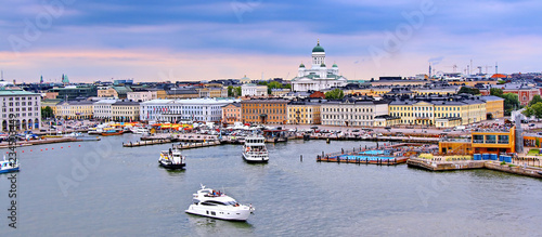 Helsinki cityscape with Helsinki Cathedral and Market Square, Finland photo