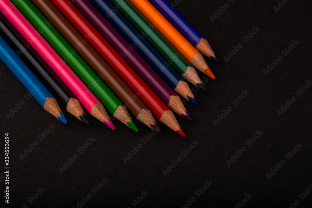 Color Pencils On Black Background Color Pencils On Black Background