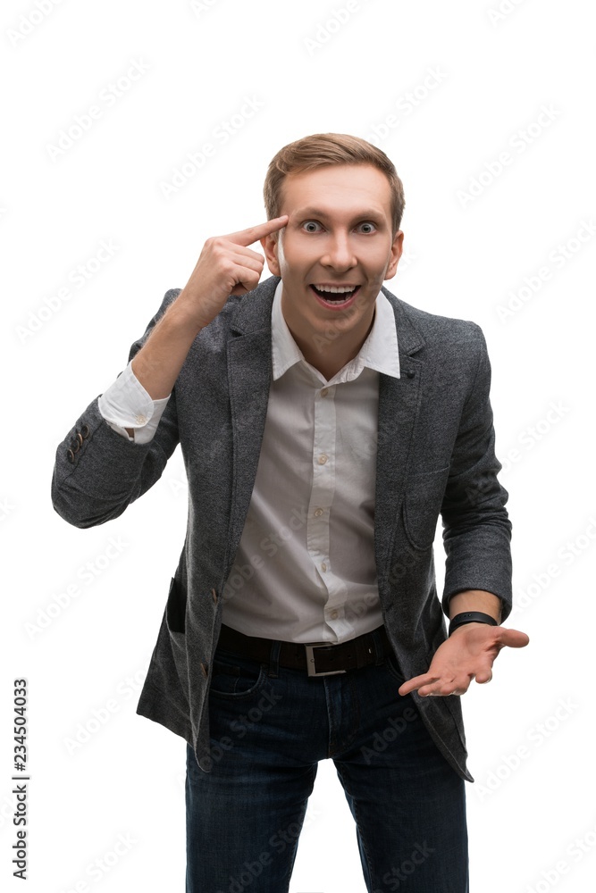 Businessman gesticulating emotionally portrait Businessman gesticulating emotionally portrait