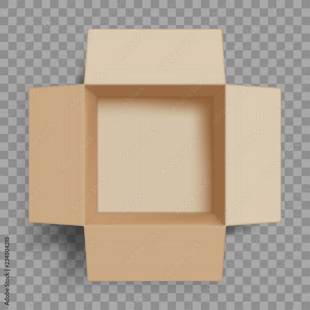 Empty open cardboard box. Isolated on a transparent background Stock-vektor  | Adobe Stock