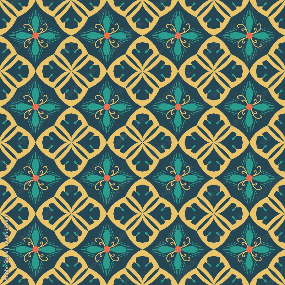 Blue and beige royal pattern. The Seamless vector background Blue and beige royal pattern. The Seamless vector background