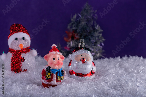 Christmas background with Christmas toys as a festive background. © westermak15