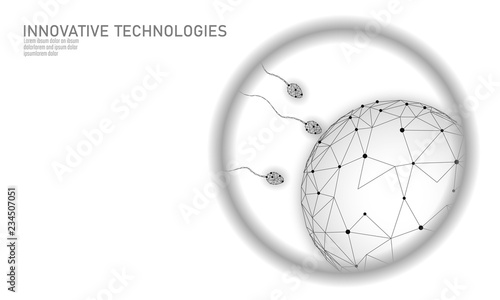 In Vitro fertilization 3D low poly. Reproductive modern technology medicine health care pregnancy healthy business concept. Polygonal egg insemination sperm medical center birth IVF modern concept
