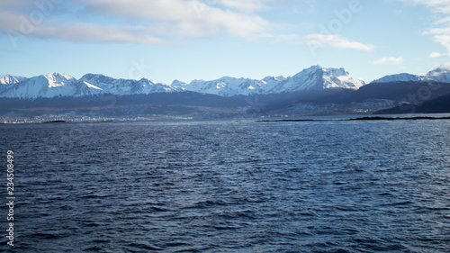 vista desde barco de la ciudad de ushuaia/argentina 