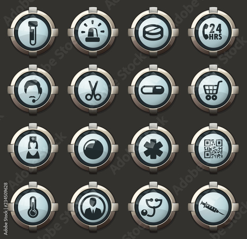 Drug store icons set