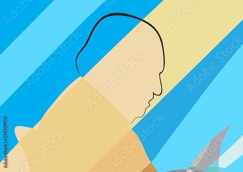 profile of old man sitting and reading
