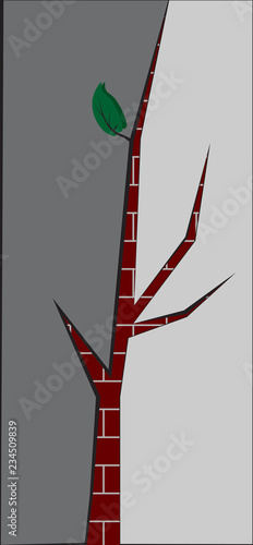 vector concept crack in the wall is like a tree