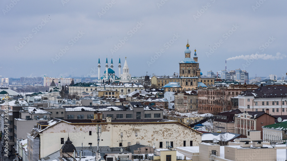 view from the Bell-Tower of the Epiphany at the ensemble of the Kazan Kremlin in winter