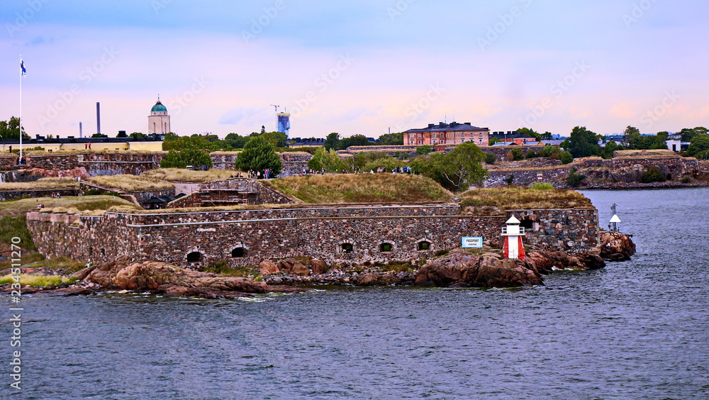 Bastions of finnish fortress Suomenlinna in Helsinki, Finland