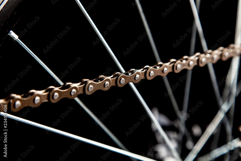 Bicycle parts isolated on black Bicycle parts isolated on black