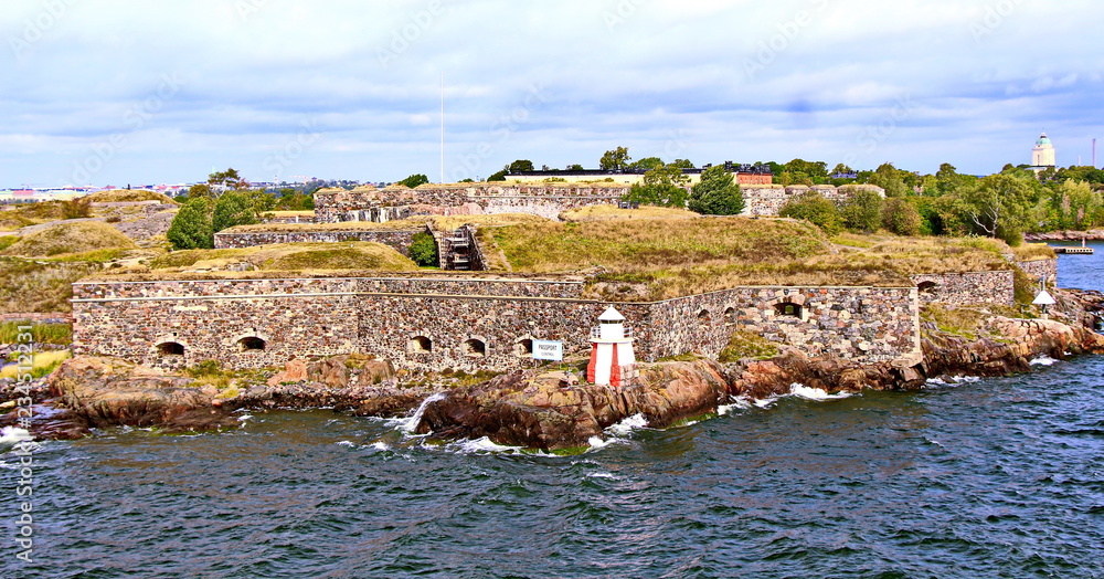 Bastions of finnish fortress Suomenlinna in Helsinki, Finland