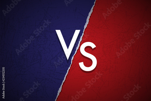 Blue and red grunge versus logo. Vector VS icon.