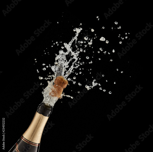 Explosion from champagne bottle cork