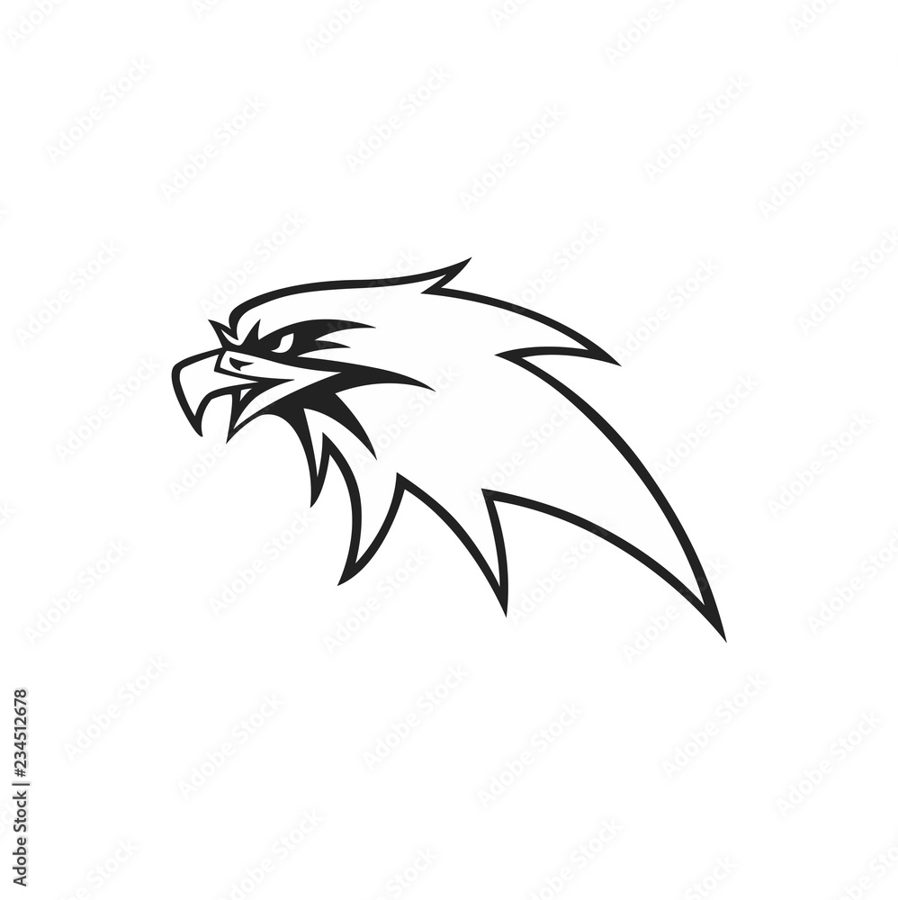 Black and White Eagle Head Logo Vector Design, Sign, Icon, Template, Illustration