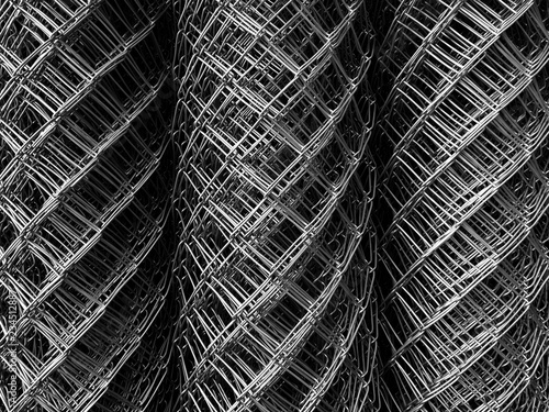 high angle view roll of metal net for background