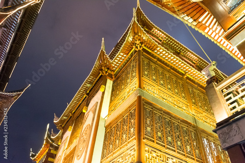 Shanghai. The buildings in the Yuyuan garden at night.