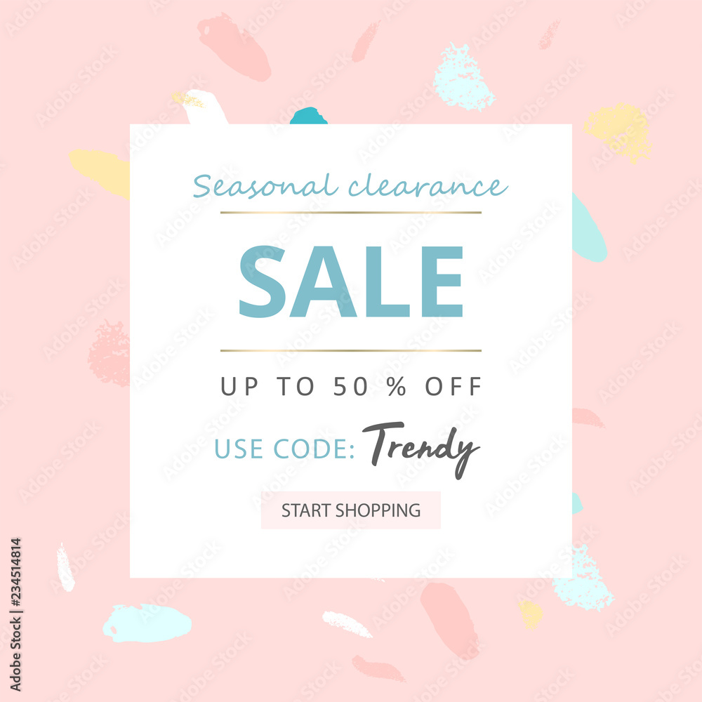 Trendy Sale Banner Design brush hand drawn artistic textures Trendy Sale Banner Design brush hand drawn artistic textures