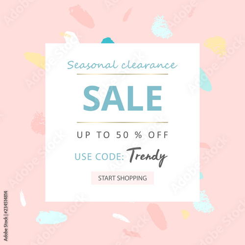Trendy Sale Banner Design brush hand drawn artistic textures