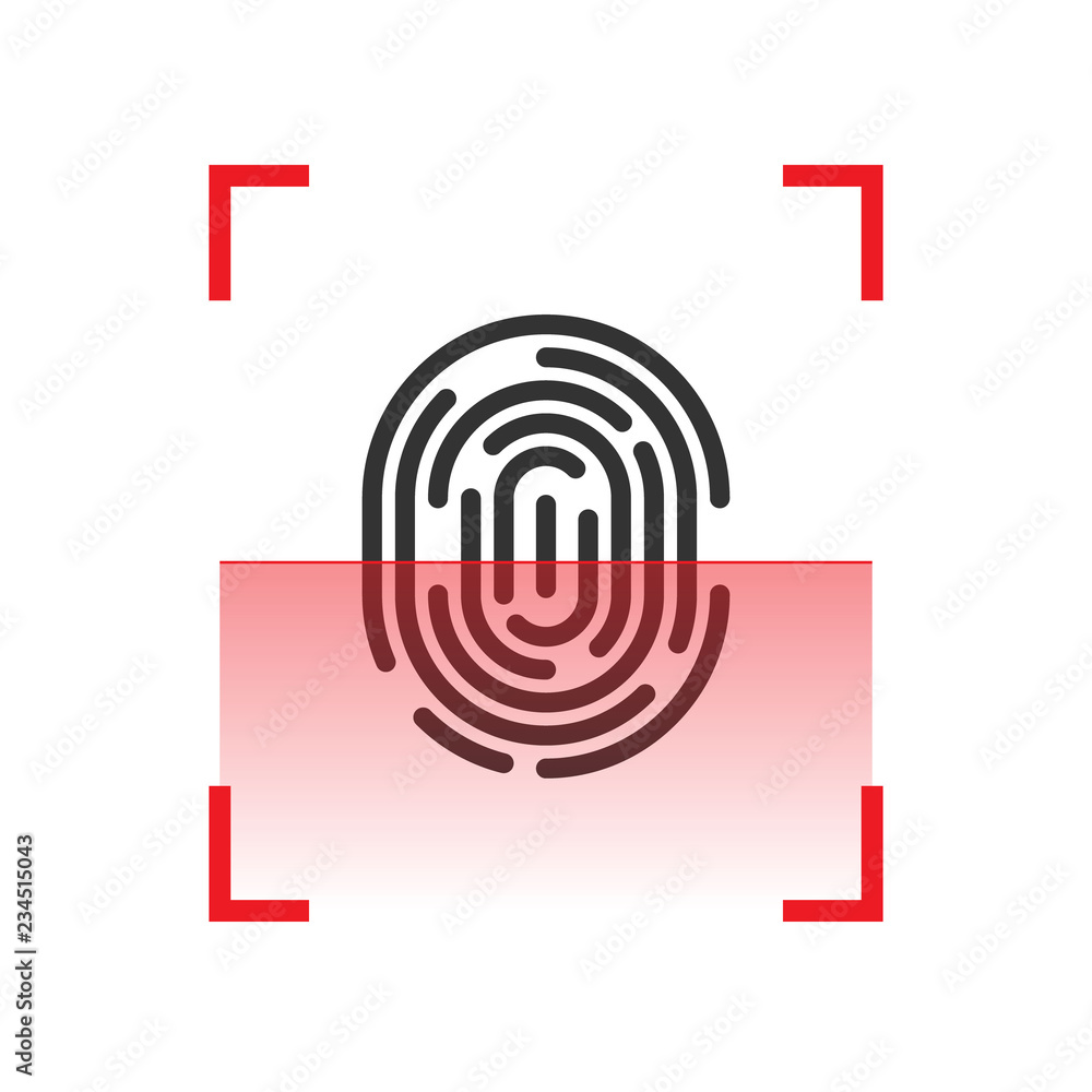 scanning of fingerprint, vector illustration of digital biometric security technology scanning of fingerprint, vector illustration of digital biometric security technology