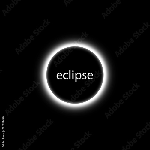 Total solar eclipse vector illustration on transparent background. Full moon shadow sun eclipse with corona vector illustration
