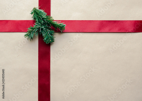 Christmas Wrapping with Red Ribbon