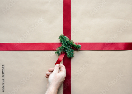 Christmas Wrapping With Red Ribbon