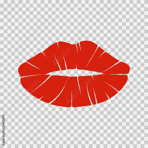 lips on a transparent background. kiss. imprint of red lips.