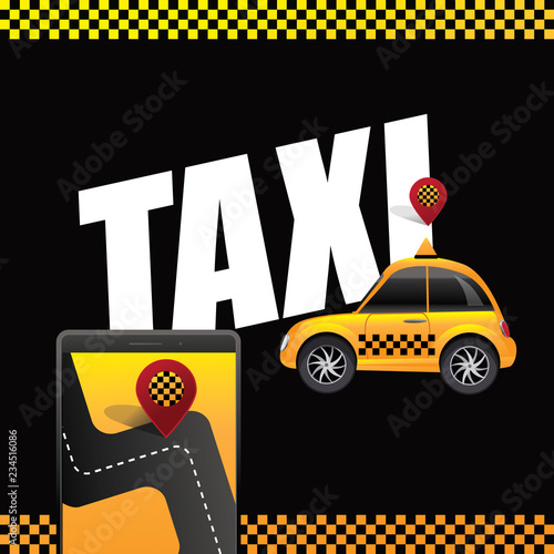Smart phone with taxi App concept. Eps10 vector illustration.