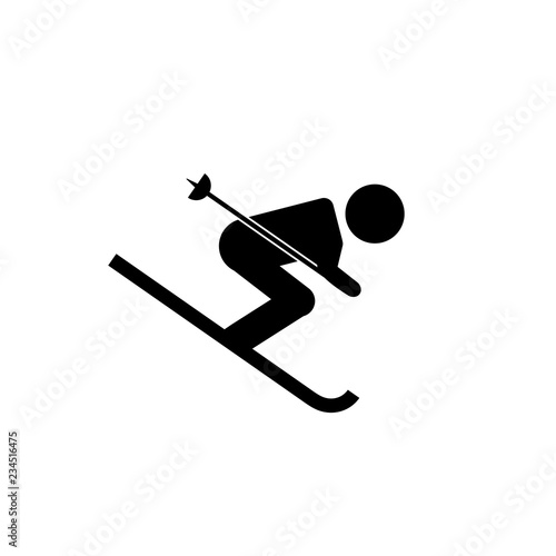 A skier icon, a logo on a white background