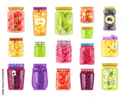 Preserved Vegetables Fruits Vector Illustration