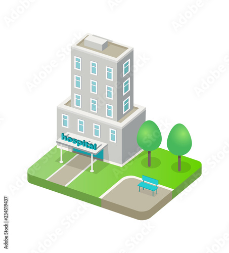 Hospital Building Template Vector Illustration