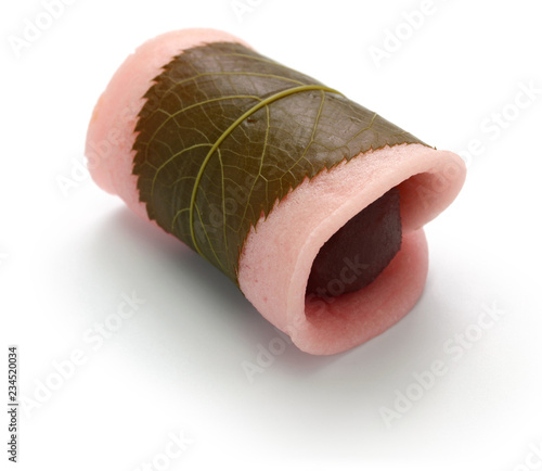 Sakura mochi, traditional japanese sweets wagashi