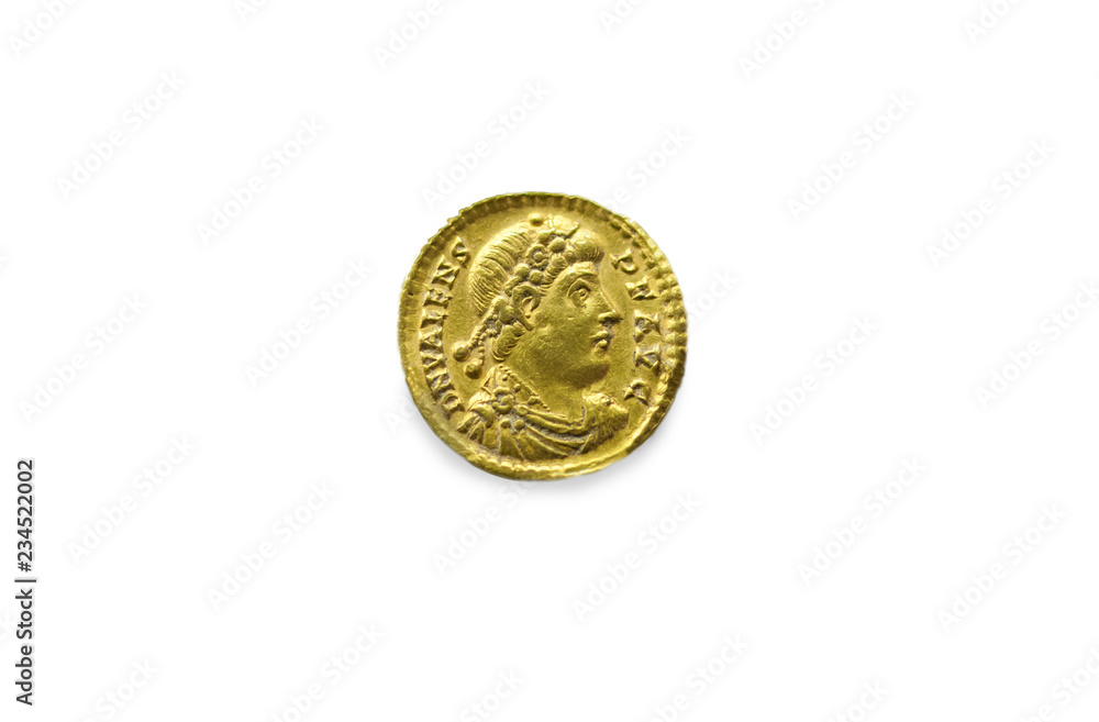 Gold coin depicting the Eastern Roman Emperor Valente Gold coin depicting the Eastern Roman Emperor Valente