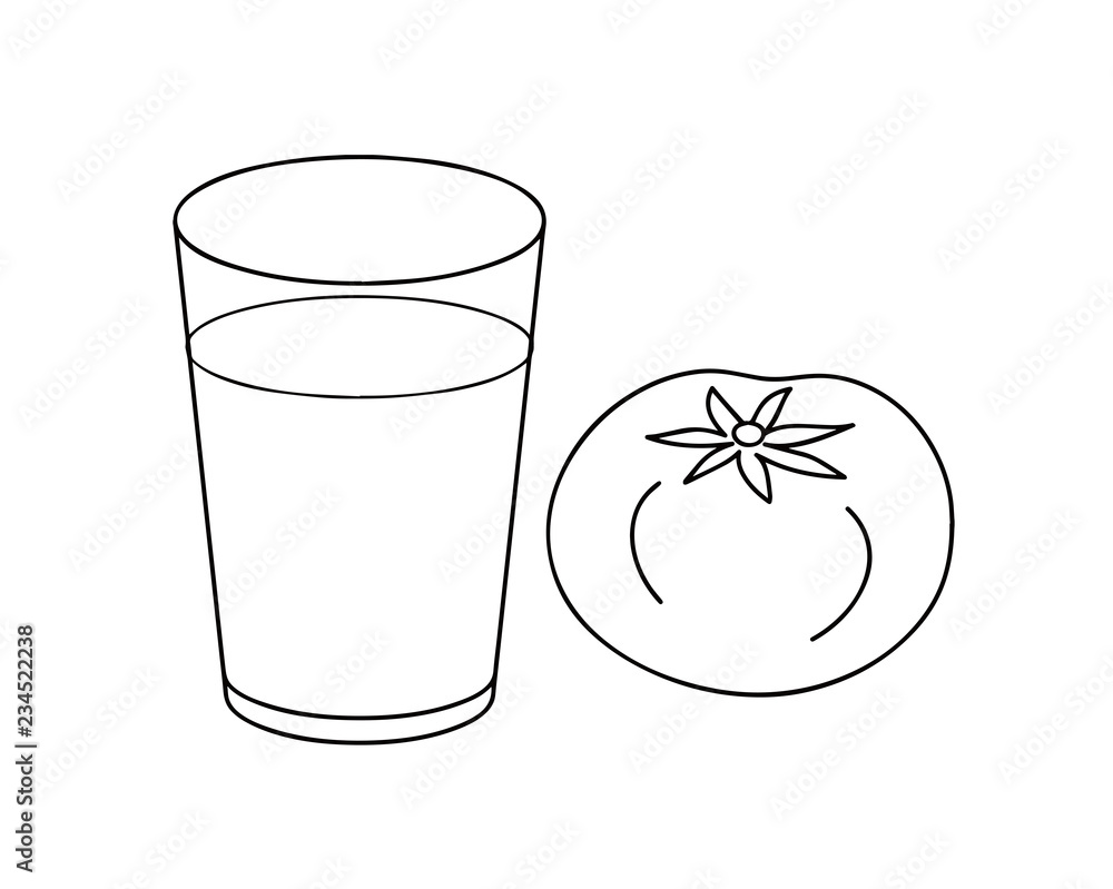 トマトジュースとトマト ぬりえ 線画 Stock イラスト Adobe Stock