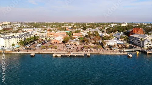 KEY WEST, FL, USA - APRIL 23, 2018: Aerial drone footage made over Mallory Square in Key West on the south of Florida photo