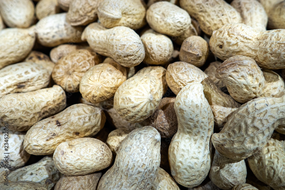 Peanuts in the shell. Close up, selective focus Peanuts in the shell. Close up, selective focus