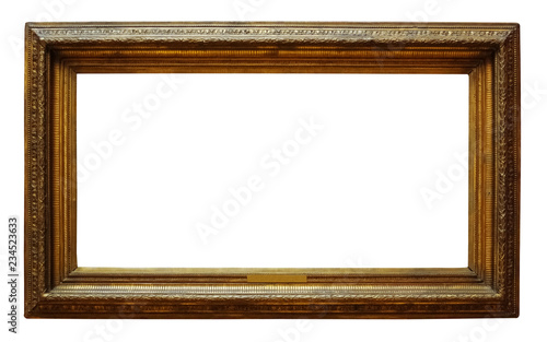 Picture gold wooden frame for design on white  background © Loraliu