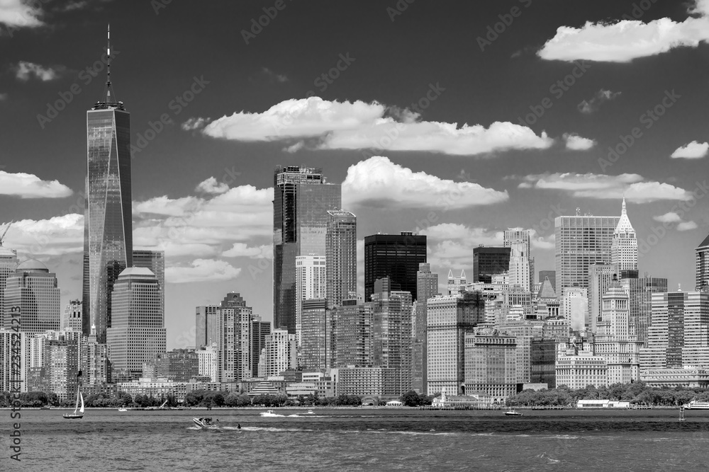 Black and White Photograph of the Lower Manhattan Skyline of New York City