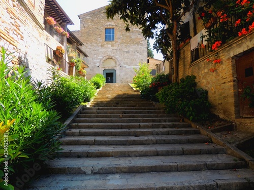Typical Medieval alley in Bevagna, Umbria- Italy.