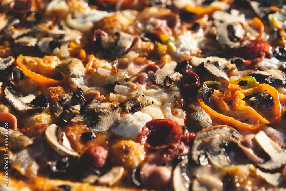 delicious fragrant pizza close up