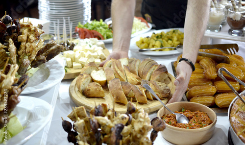 various catering food, table and food decoration
