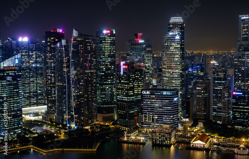 Singapore city skyline in the night, Singapore