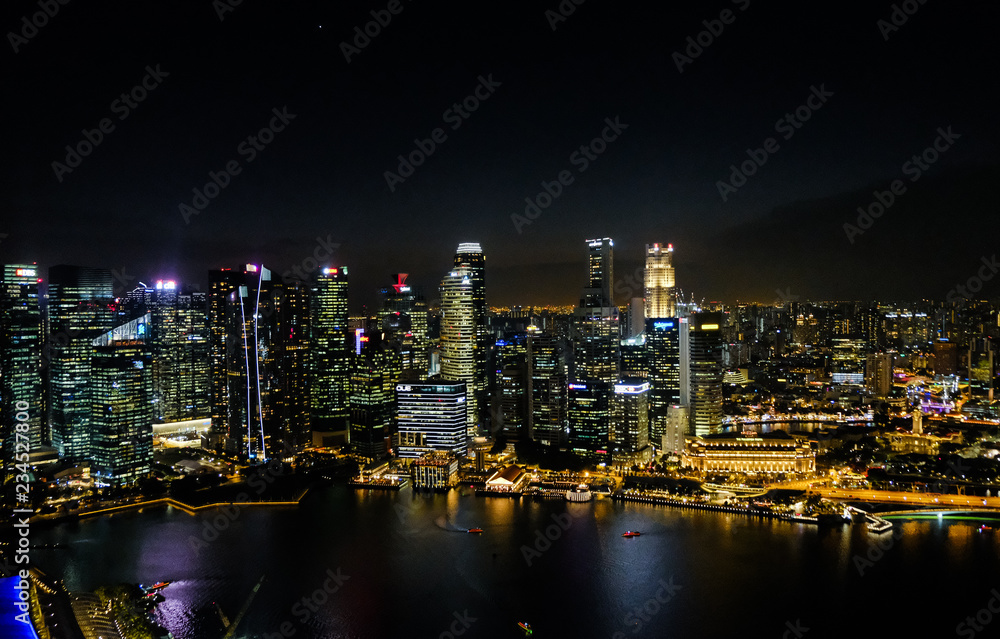 Obraz premium Singapore city skyline in the night, Singapore