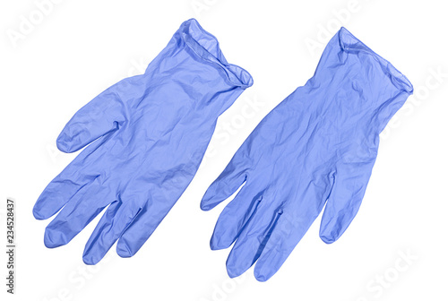 Pair of blue medical latex gloves closeup © onlooka