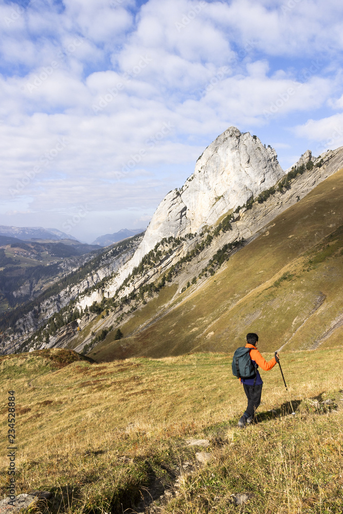 Indian woman hiking in France
