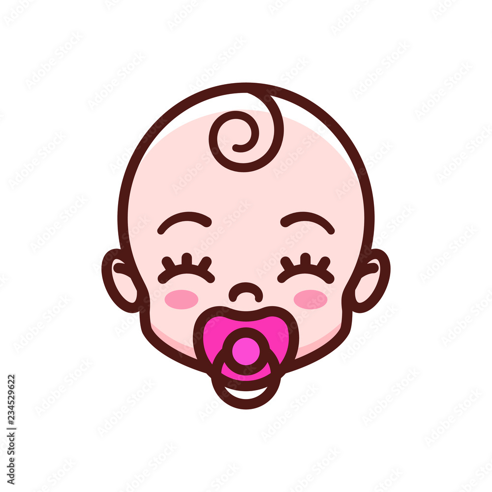 Obraz premium Happy baby sucking a pacifier. Child icon