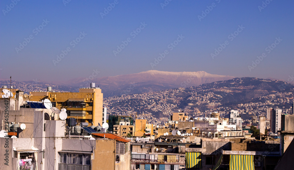 Beautiful view of the city of Beirut and the mountains around. Beirut, Lebanon