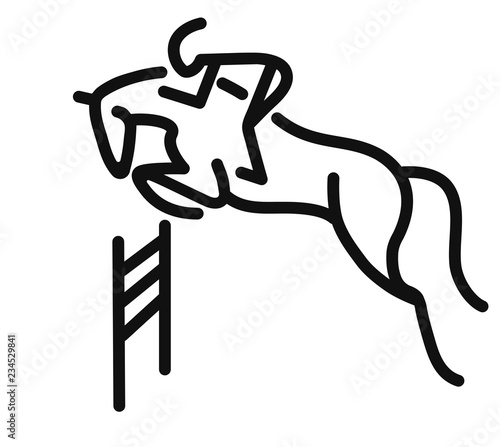 Schematic doodle of a horse and a rider, show jumping.