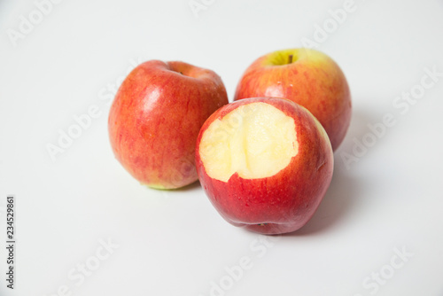 Red apple on white background