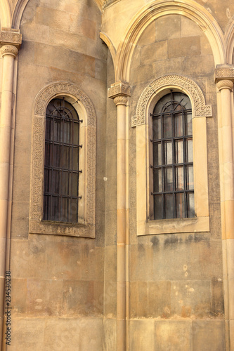 Wall of armenian Cathedral of the Assumption of Mary. Armenian courtyard. Lviv